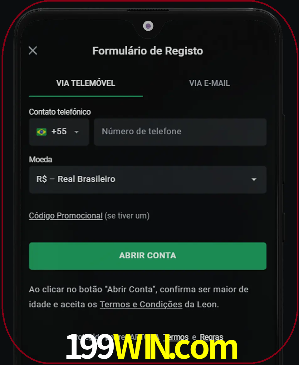 Abra o aplicativo e inicie o processo de registro.