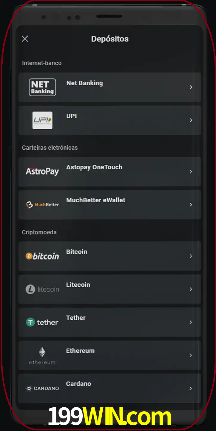 Você pode usar métodos alternativos de depósito.